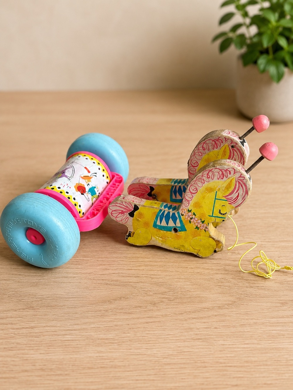 Vintage‎ Fisher-Price Banbury Cross Wooden Horse Pull Toy – Made in USA